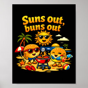 Pun Beach Bbq Grafisch Zonnen Uit Billen Uit Poster