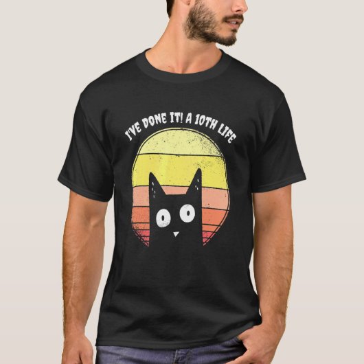 Pun Black Cat Joke Halloween  Sunset Meow T-shirt (Voorkant)