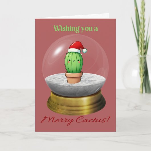 Pun Cactus Christmas Feestdagen Kaart (Voorkant)