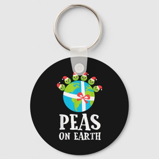 Pun Christmas Sayings Peas On Earth Funny Xmas Gif Sleutelhanger (Voorkant)