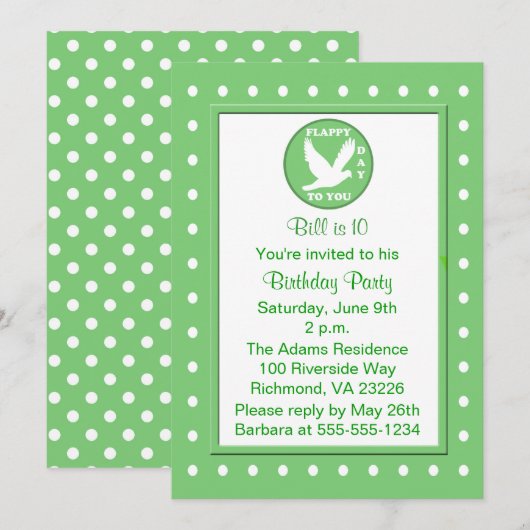 Pun Funny Kinder Flying Birthday Party Kaart (Voorkant / Achterkant)