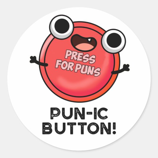Pun-ic Button Funny Pun Ronde Sticker (Voorkant)