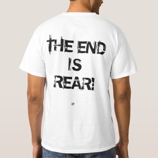Pun on pessimisme - Het einde is achter! T-shirt (Achterkant)