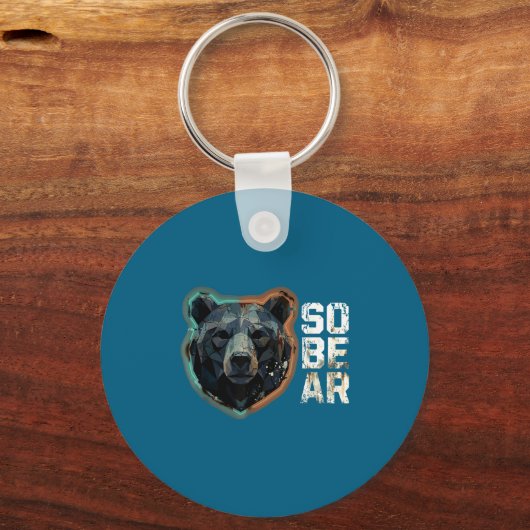 Pun Sober Bear SoBear Recovery Sobriety Laugh Sleutelhanger (Voorkant)
