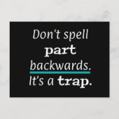 PUN Spell Part Backway Funny Briefkaart (Voorkant)