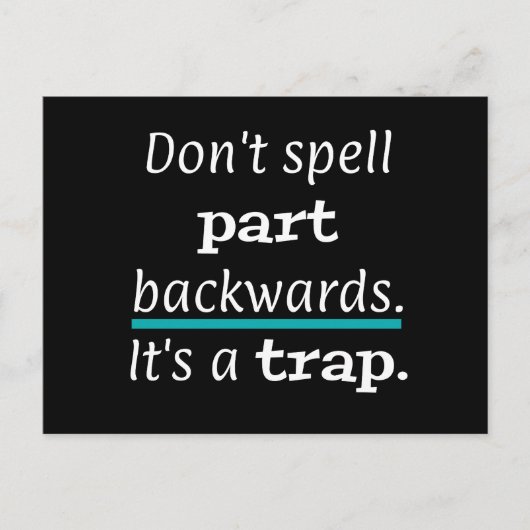 PUN Spell Part Backway Funny Briefkaart (Voorkant)