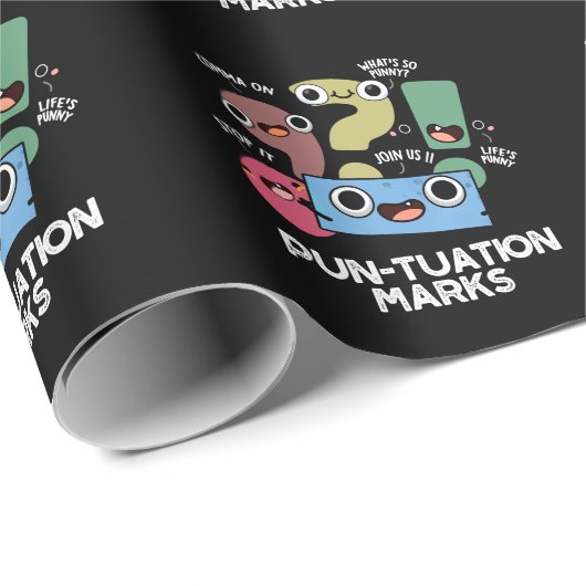 Pun-tuation Marks Funny Punctuation Pun Dark BG Cadeaupapier (Rol Hoek)