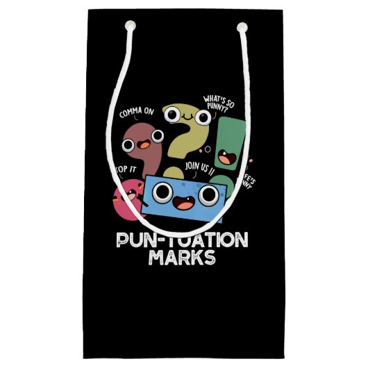 Pun-tuation Marks Funny Punctuation Pun Dark BG Klein Cadeauzakje (Voorkant)