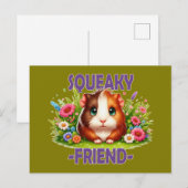 Pun voor piepende vrienden. Schattigee cartoon van Briefkaart (Voorkant / Achterkant)