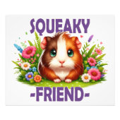 Pun voor piepende vrienden. Schattigee cartoon van Foto Afdruk (Voorkant)