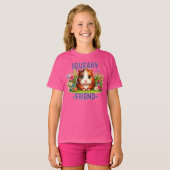 Pun voor piepende vrienden. Schattigee cartoon van T-shirt (Voorkant volledig)