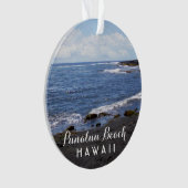 Punalu'u Beach Hawaii 2 Foto + reisjaar Ornament (voorkant)