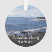 Punalu'u Beach Hawaii 2 Foto + reisjaar Ornament (voorkant)