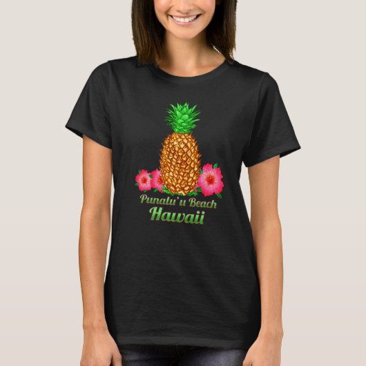 Punalu'u Beach Hawaii Pineapple Floral T-shirt (Voorkant)