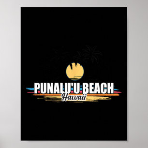 Punalu'u Beach Hawaii Retro Surfstrand Voor Mannen Poster