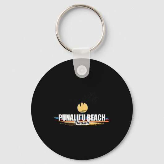 Punalu'u Beach Hawaii Retro Surfstrand voor mannen Sleutelhanger (Voorkant)