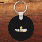 Punalu'u Beach Hawaii Retro Surfstrand voor mannen Sleutelhanger (Voorkant)