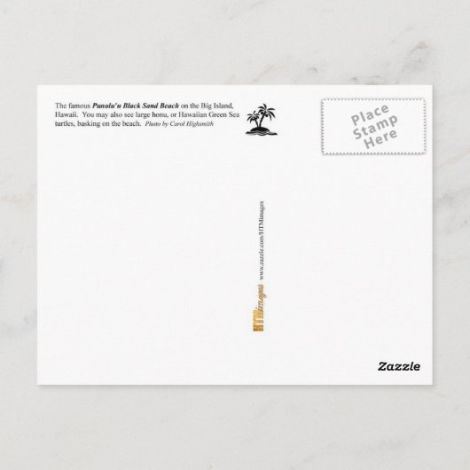 Punaluu Black Sand Beach, Hawaii Briefkaart (Achterkant)