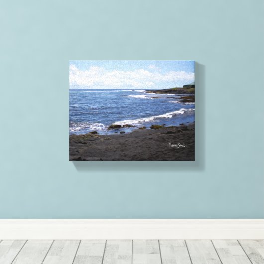 Punalu'u Black Sand Beach Hawaii Canvas Afdruk (Insitu (Houten vloer))