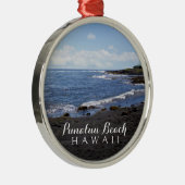 Punalu'u Black Sand Beach Hawaii Digital Oil Paint Metalen Ornament (Rechts)