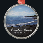 Punalu'u Black Sand Beach Hawaii Digital Oil Paint Metalen Ornament<br><div class="desc">Geniet van deze prachtige foto van de prachtige zwarte zandstranden van Punalu'u Beach op het grote eiland Hawaii! Foto © by Hawaii Sands</div>