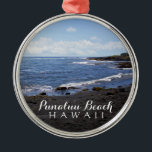 Punalu'u Black Sand Beach Hawaii Digital Oil Paint Metalen Ornament<br><div class="desc">Geniet van deze prachtige foto van de prachtige zwarte zandstranden van Punalu'u Beach op het grote eiland Hawaii! Foto © by Hawaii Sands</div>