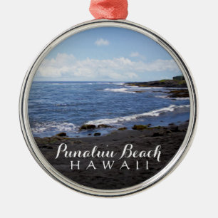 Punalu'u Black Sand Beach Hawaii Digital Oil Paint Metalen Ornament