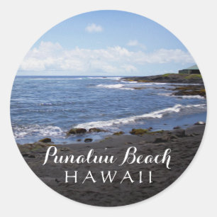 Punalu'u Black Sand Beach Hawaii Digital Oil Paint Ronde Sticker