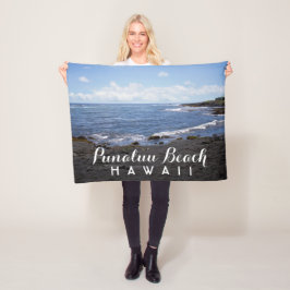 Punalu'u Black Sand Beach Hawaii Fleece Deken