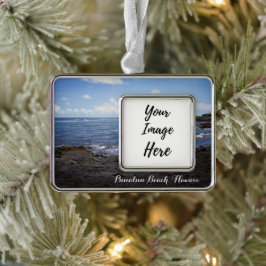 Punalu'u Black Sand Beach Hawaii Verzilverd Omlijst Ornament