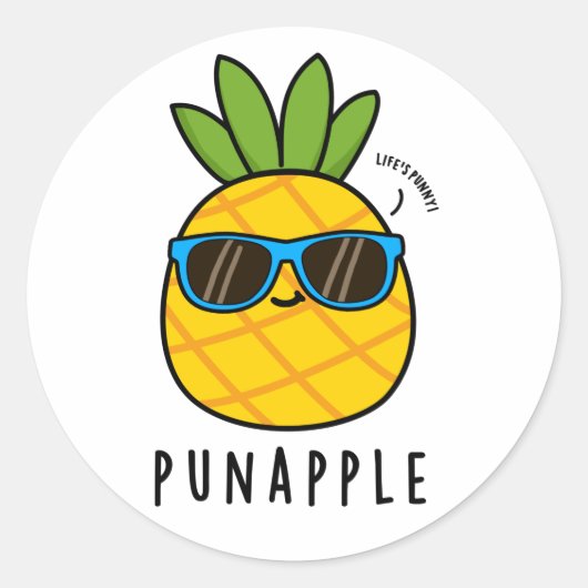 Punapple Funny Fruit Pineapple Pun Ronde Sticker (Voorkant)
