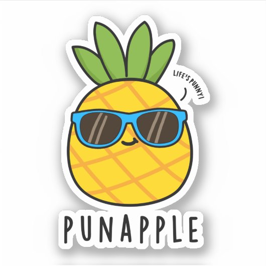 Punapple Funny Fruit Pineapple Pun Sticker (Voorkant)