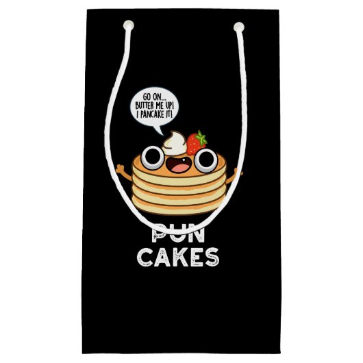 Puncakes Funny Pancake Pun Dark BG Klein Cadeauzakje (Voorkant)