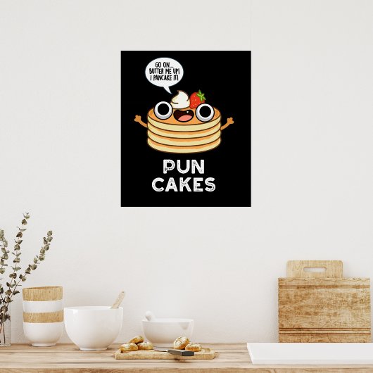 Puncakes Funny Pancake Pun Dark BG Poster (Keuken)
