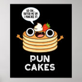 Puncakes Funny Pancake Pun Dark BG Poster (Voorkant)