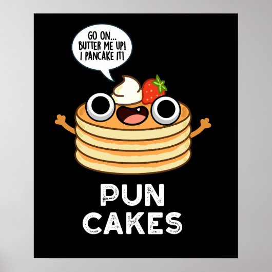 Puncakes Funny Pancake Pun Dark BG Poster (Voorkant)