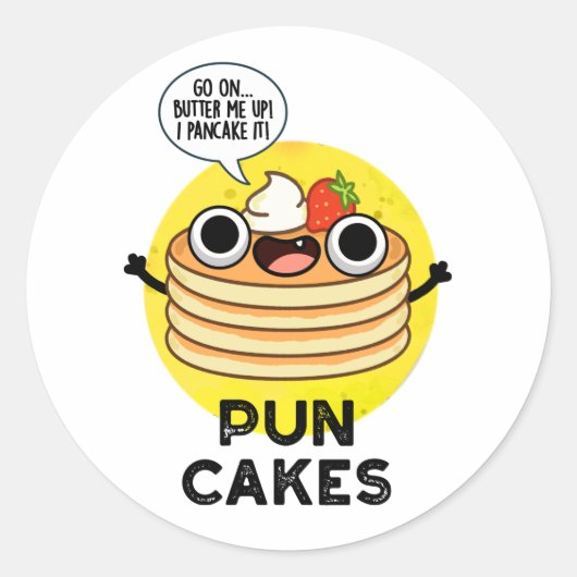 Puncakes Funny Pancake Pun Ronde Sticker (Voorkant)