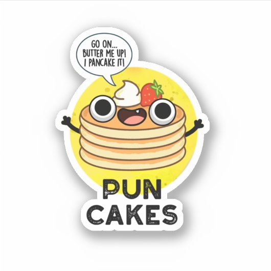 Puncakes Funny Pancake Pun Sticker (Voorkant)