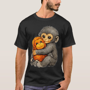 Punch aap grappig schattig baby dier knuffel pluch t-shirt
