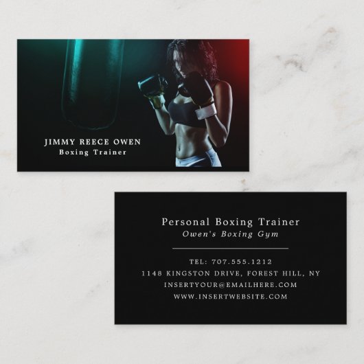 Punch Bag, Boxer, Boxing Trainer Visitekaartje (Voorkant / Achterkant)