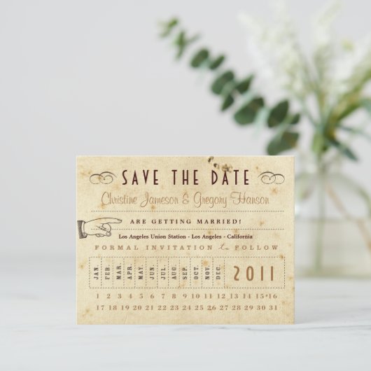 Punch Card Save the Date - kleuren (Staand voorkant)