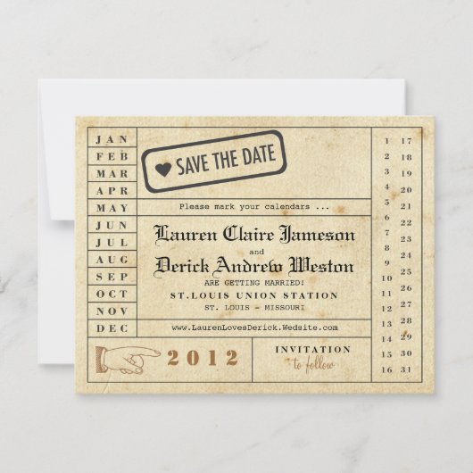  Punch Card Sla de datum op Save The Date (Voorkant)