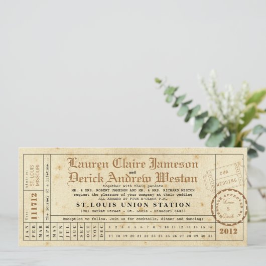  Punch Card Tea Length Uitnodiging (Staand voorkant)