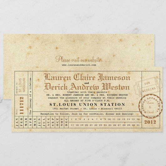  Punch Card Tea Length Uitnodiging (Voorkant / Achterkant)