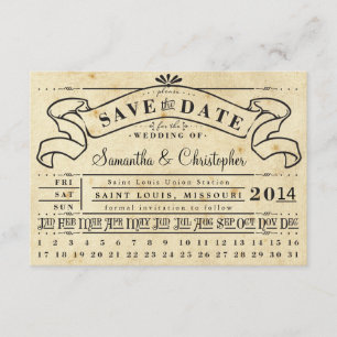Punch Card  Ticket Banner Save the Date