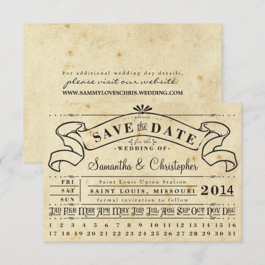Punch Card Ticket Banner Save the Date (Voorkant / Achterkant)
