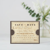 Punch Card Ticket Save the Date (Staand voorkant)