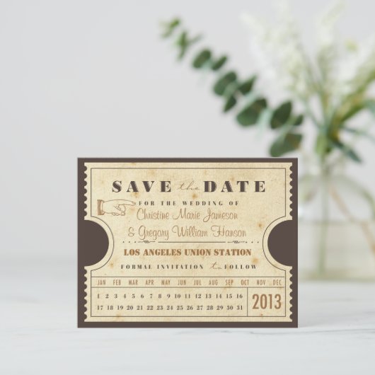  Punch Card Ticket Save the Date (Staand voorkant)