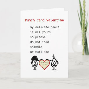 Punch Card Valentijn - een grappig Valentijn gedic Feestdagen Kaart