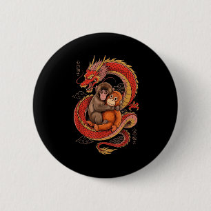 Punch de aap Japanse esthetiek draak Tokio Ronde Button 5,7 Cm